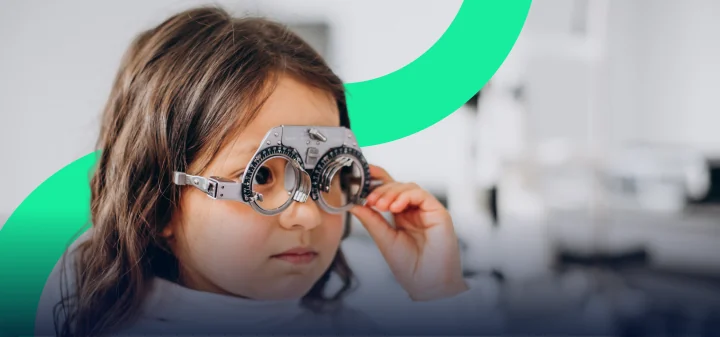 Child at an optometry exam